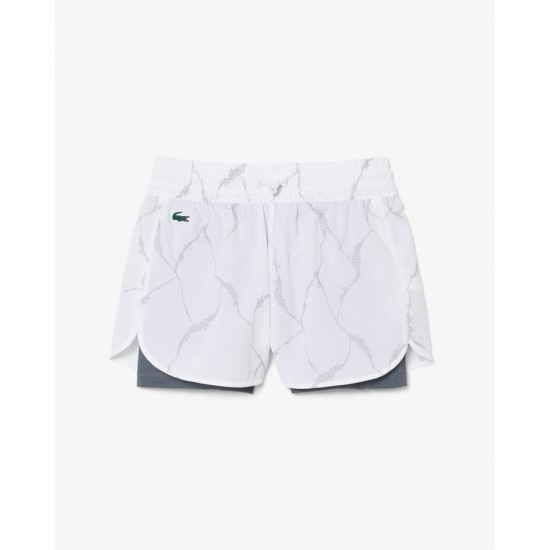 SHORTS LACOSTE DUPLO ESTAMPA REFLETIVA - BRANCO/CINZA SHORTS LACOSTE DUPLO ESTAMPA REFLETIVA - BRANCO/CINZA